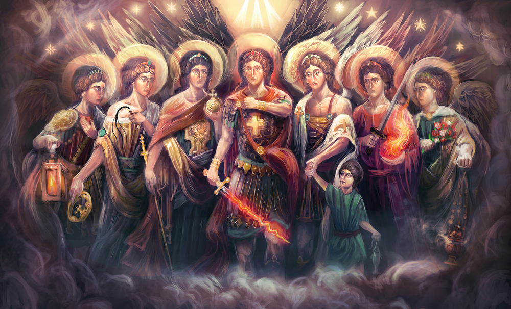 The seven archangels, which include Michael, Raphael, and others.